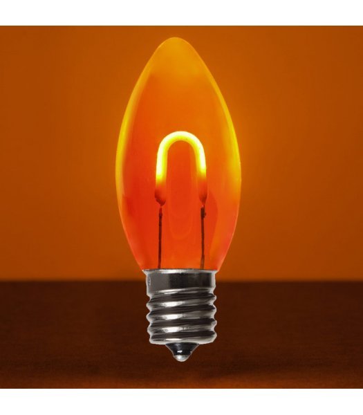 CL80631 E17-C9 Base C9 Shatterproof AMBER Filament LED Bulbs PACK OF 5